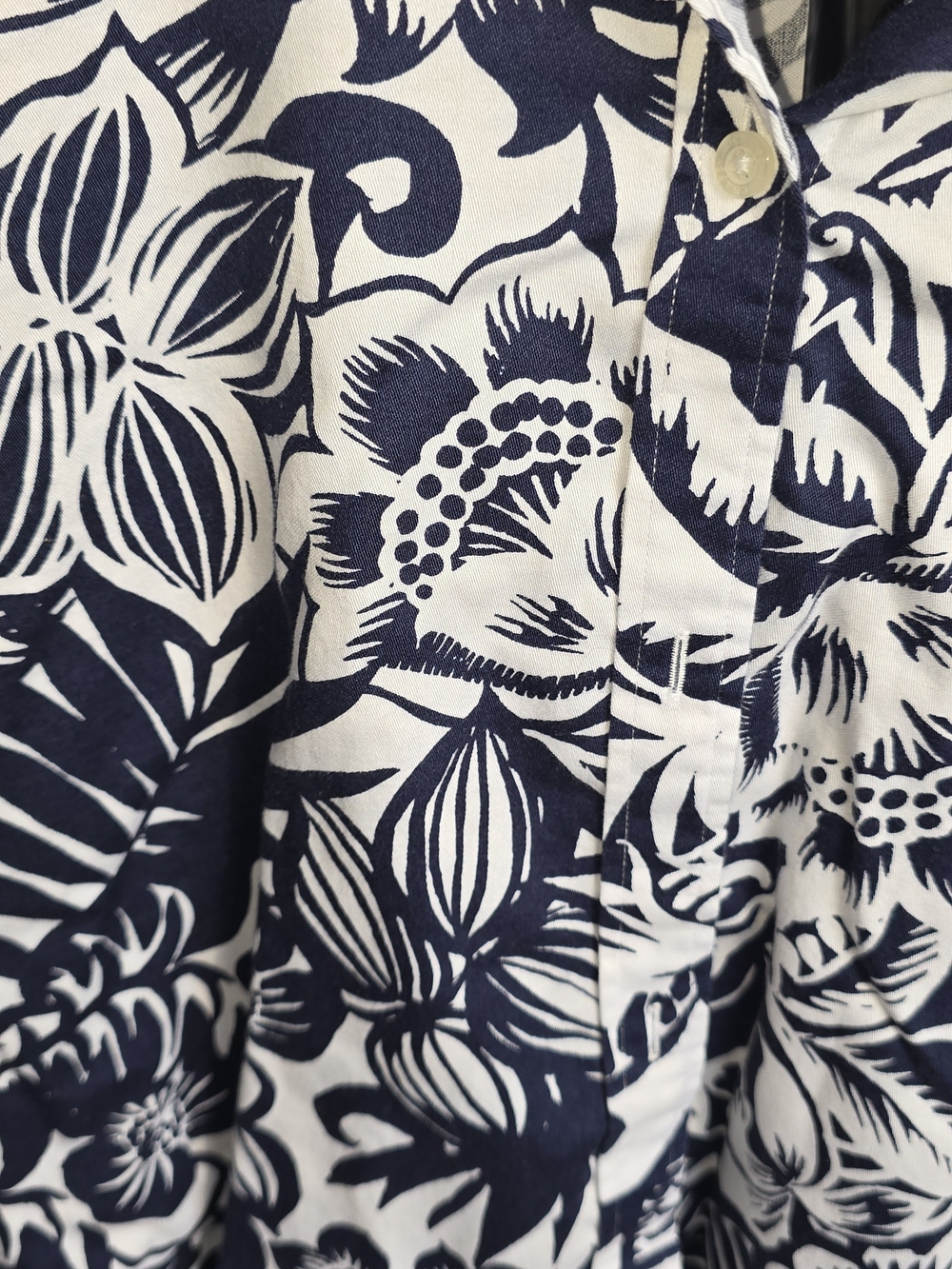 Chaps Navy & White Floral Button-Up Shirt Jacket - Picture 2 of 6